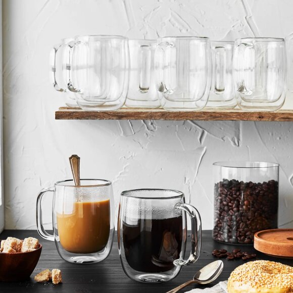 NEW - 3 -ZWILLING J.A. Henckels Sorrento Plus Double-Wall Glass Coffee Mug Set - Picture 3 of 11